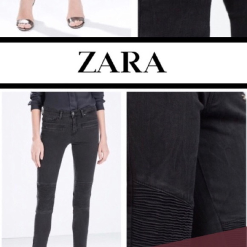Zara black moto jeans _ Zara Basic Z1975 Demim